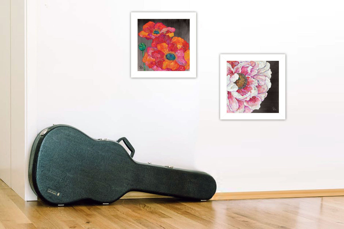 Set Of Two Blooms on Black 1 White Framed Print Wall Art LuxuryLifeWay Online Store