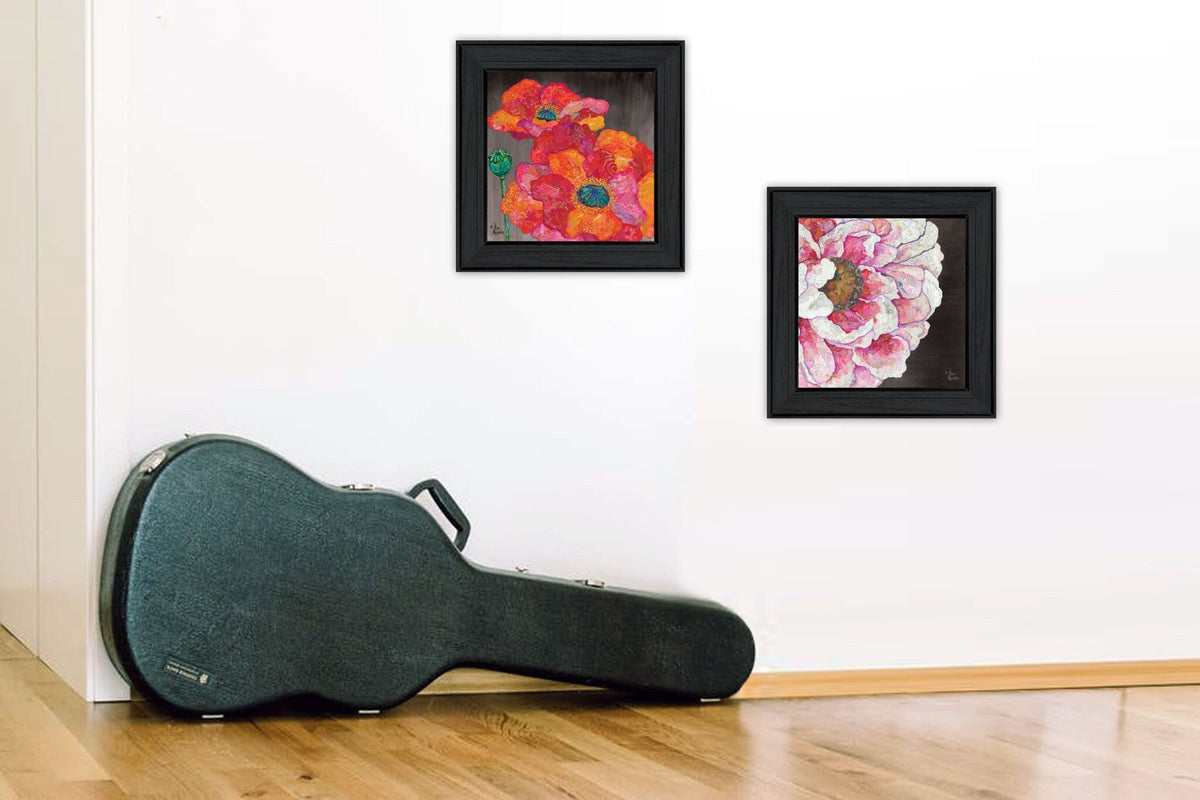 Set Of Two Blooms on Black 2 Black Framed Print Wall Art LuxuryLifeWay Online Store