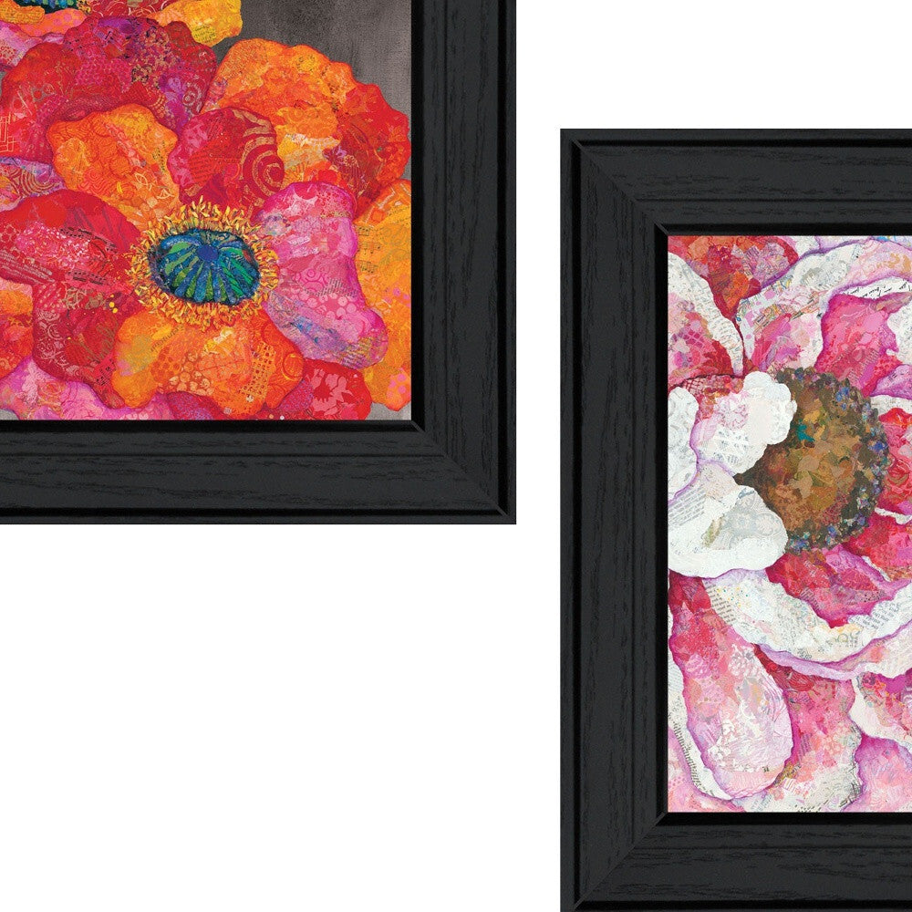 Set Of Two Blooms on Black 2 Black Framed Print Wall Art LuxuryLifeWay Online Store