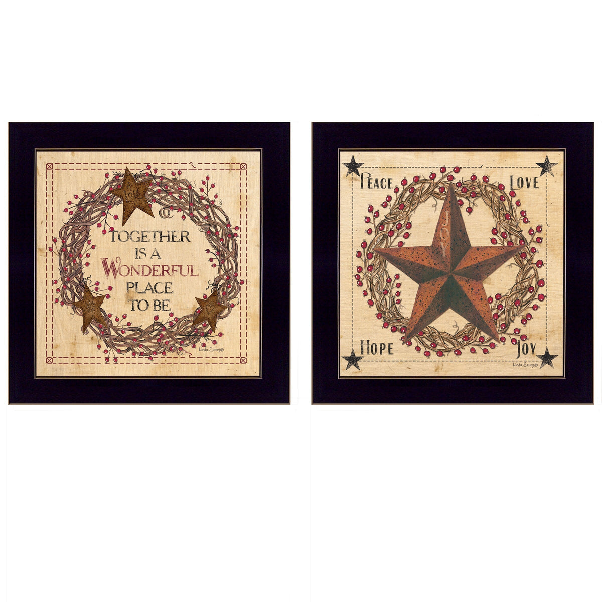 Set Of Two Together is a wonderful Place Black Framed Print Wall Art LuxuryLifeWay Online Store