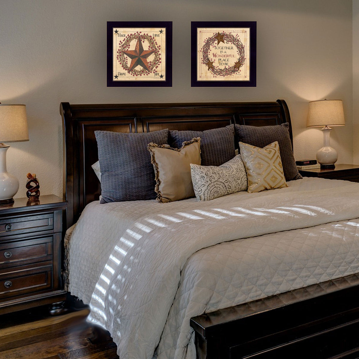 Set Of Two Together is a wonderful Place Black Framed Print Wall Art LuxuryLifeWay Online Store