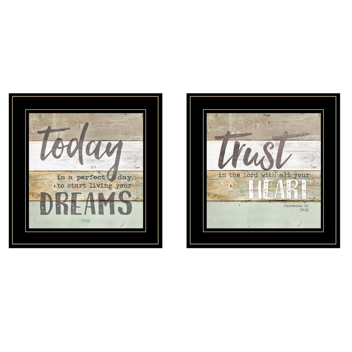 Set Of Two Trust in the Lord Black Framed Print Wall Art LuxuryLifeWay Online Store