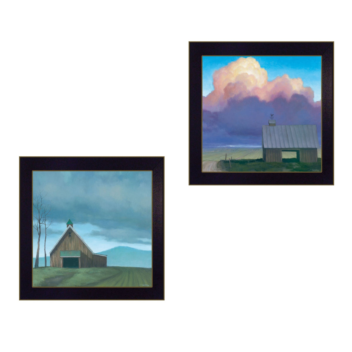 Set Of Two Two Barnscapes 2 Black Framed Print Wall Art LuxuryLifeWay Online Store