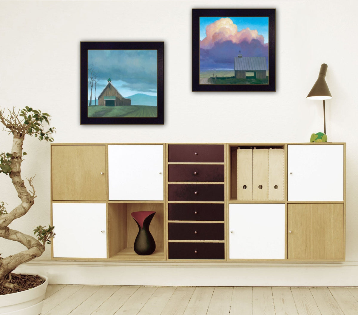 Set Of Two Two Barnscapes 2 Black Framed Print Wall Art LuxuryLifeWay Online Store