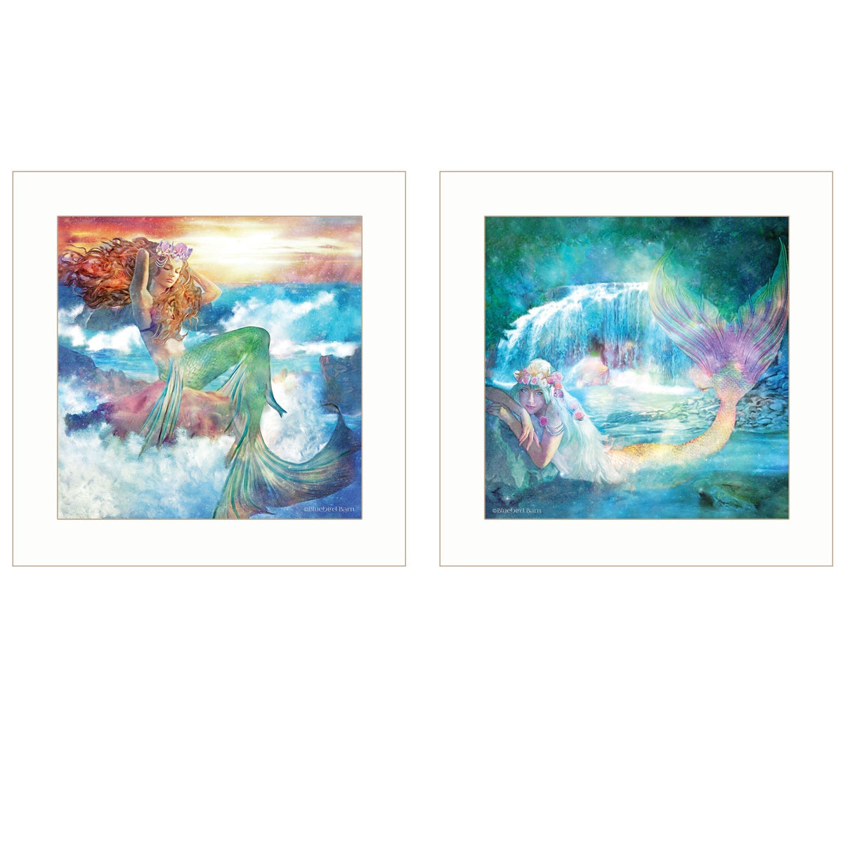 Set Of Two Mermaids 1 White Framed Print Wall Art LuxuryLifeWay Online Store