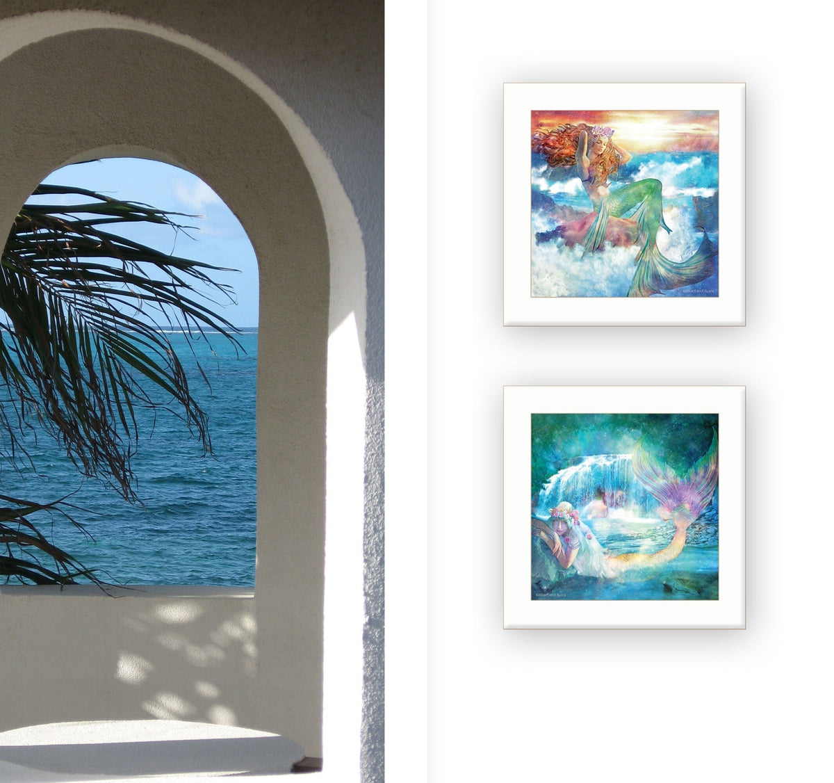 Set Of Two Mermaids 1 White Framed Print Wall Art LuxuryLifeWay Online Store