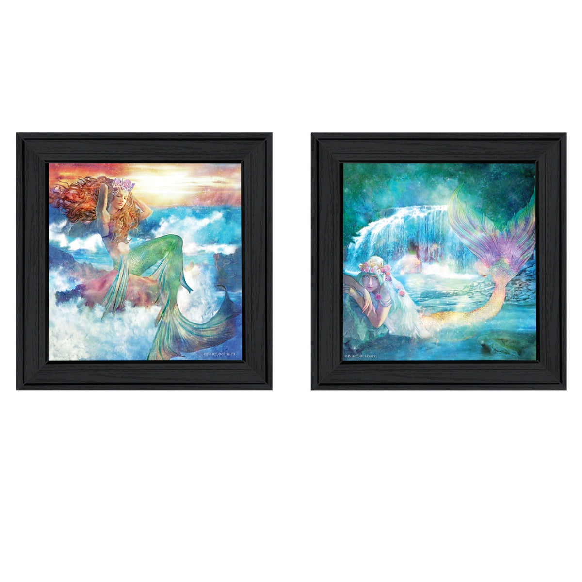 Set Of Two Mermaids 2 Black Framed Print Wall Art LuxuryLifeWay Online Store