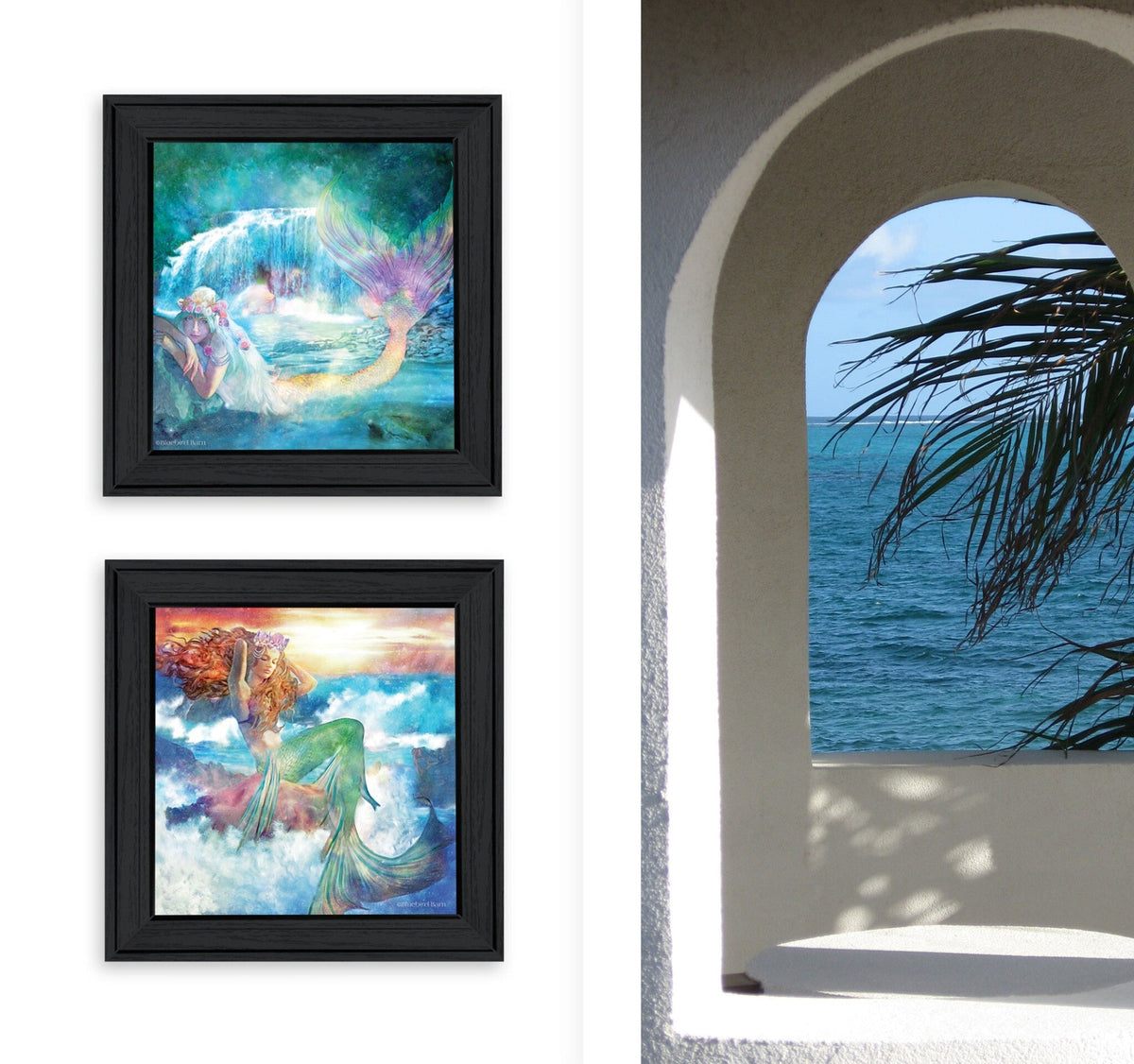 Set Of Two Mermaids 2 Black Framed Print Wall Art LuxuryLifeWay Online Store