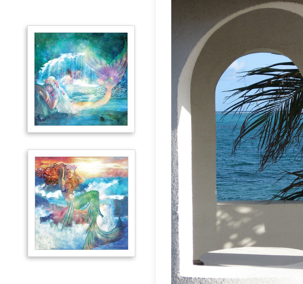 Set Of Two Mermaids 3 White Framed Print Wall Art LuxuryLifeWay Online Store