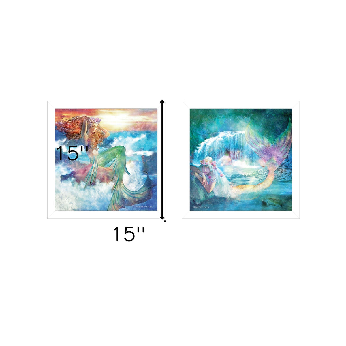 Set Of Two Mermaids 3 White Framed Print Wall Art LuxuryLifeWay Online Store