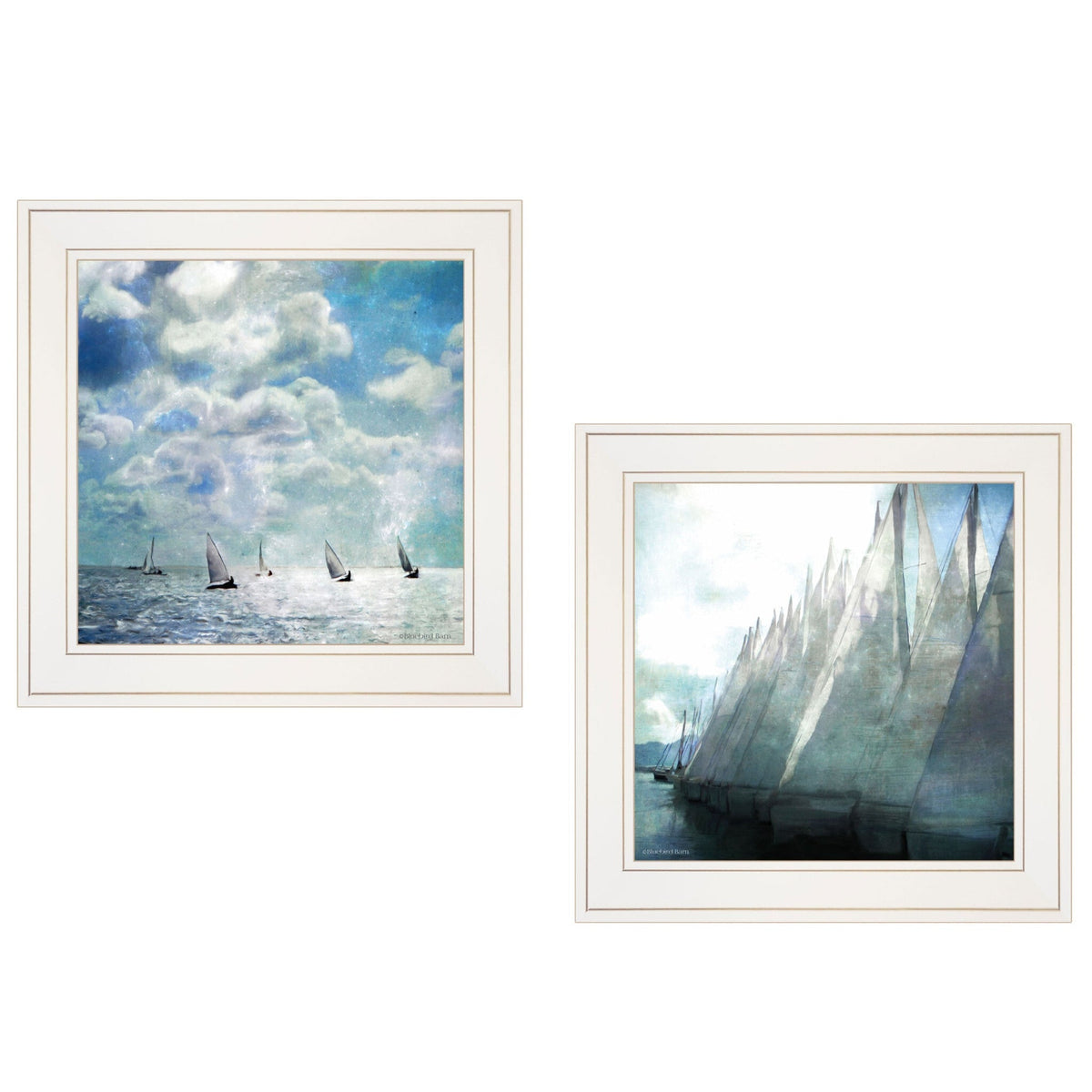 Set Of Two Sailboat Marina 2 White Framed Print Wall Art LuxuryLifeWay Online Store