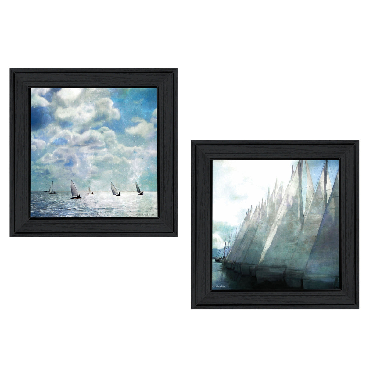 Set Of Two Sailboat Marina 3 Black Framed Print Wall Art LuxuryLifeWay Online Store