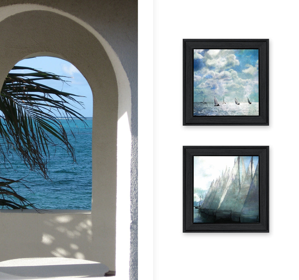 Set Of Two Sailboat Marina 3 Black Framed Print Wall Art LuxuryLifeWay Online Store