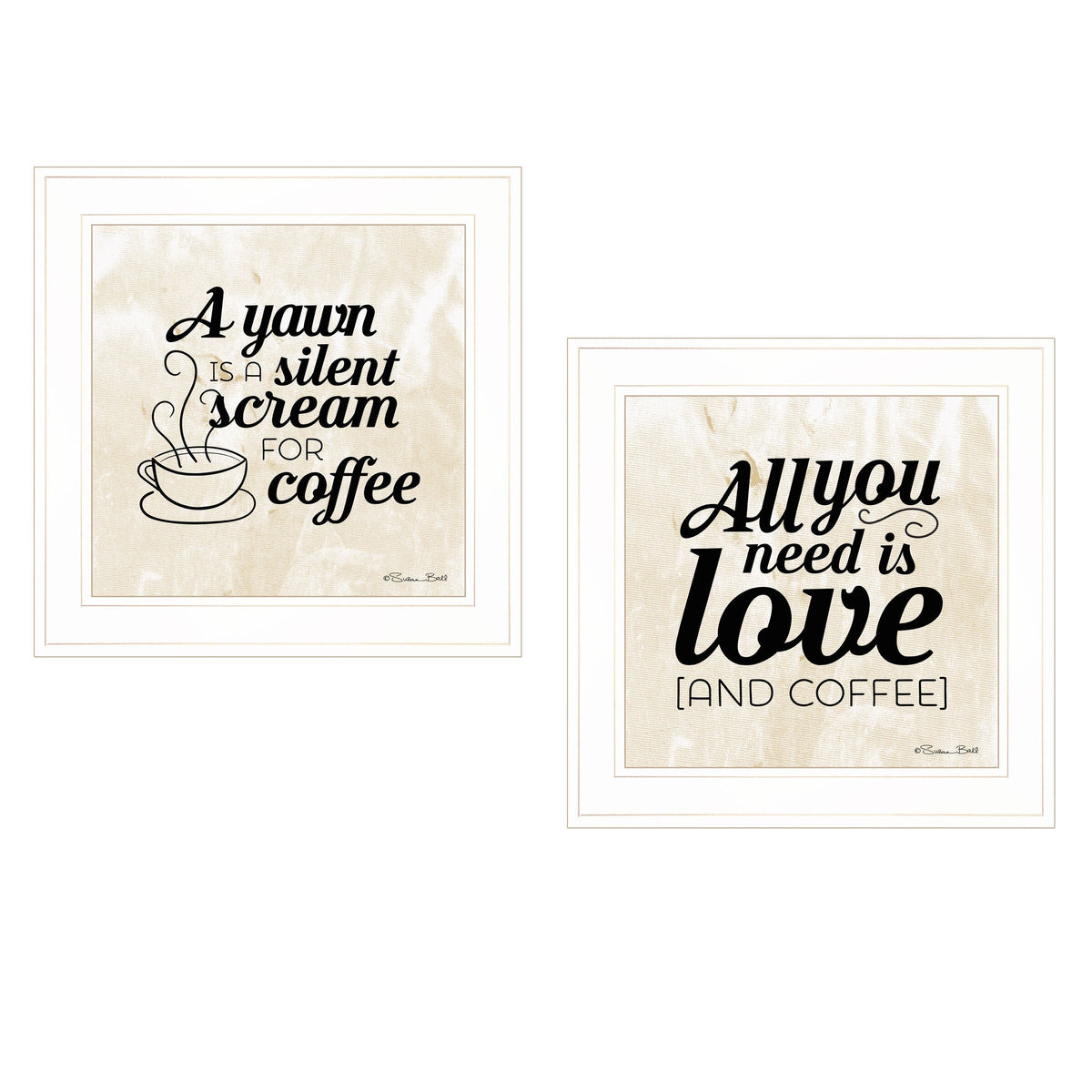Set Of Two All You Need is Coffee 1 White Framed Print Wall Art LuxuryLifeWay Online Store