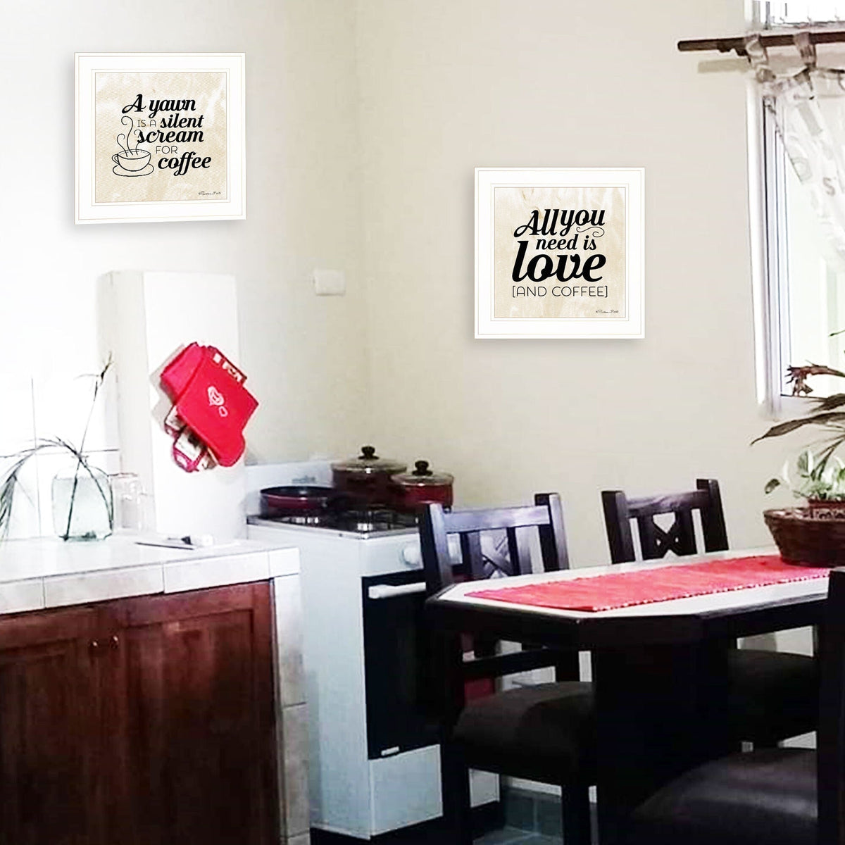 Set Of Two All You Need is Coffee 1 White Framed Print Wall Art LuxuryLifeWay Online Store