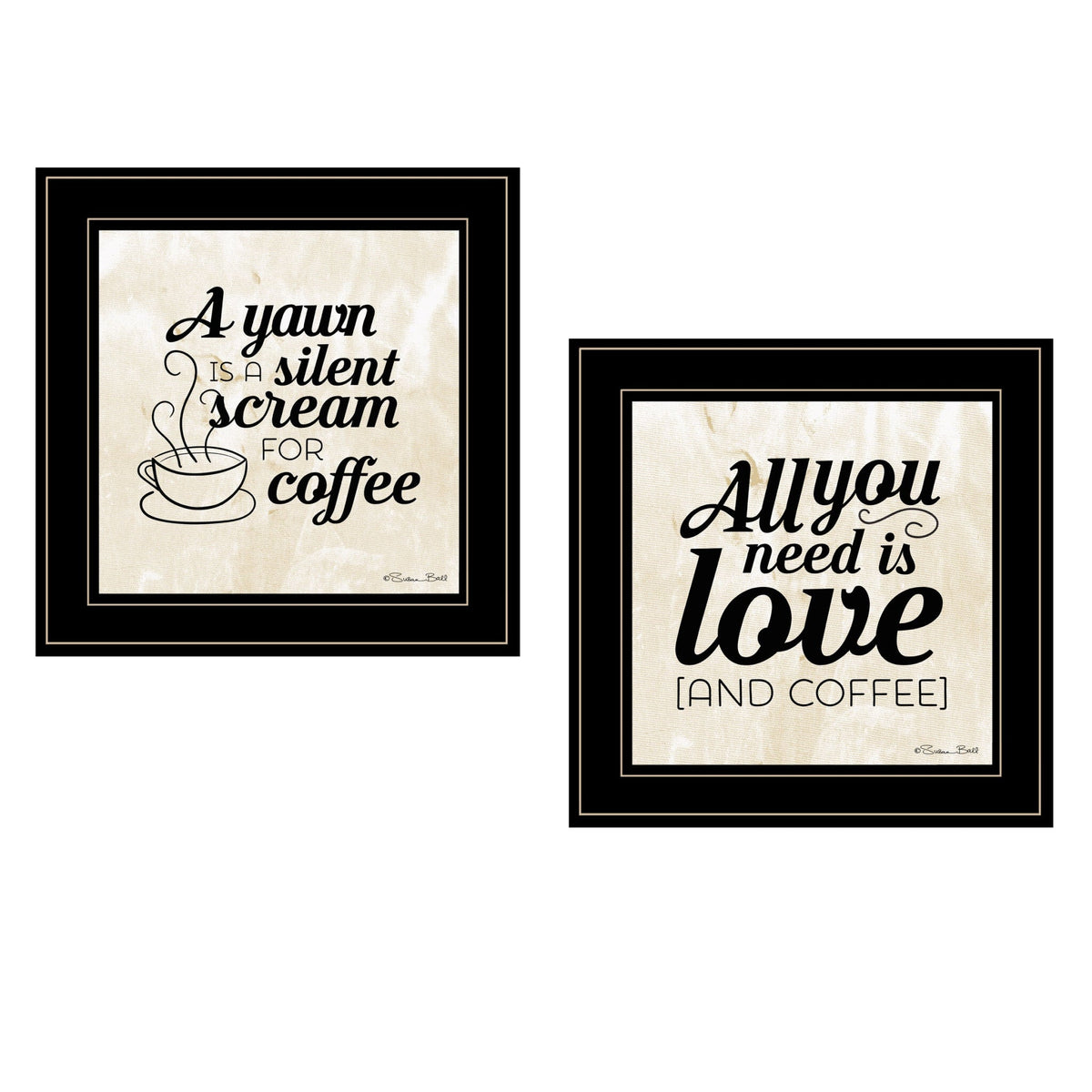 Set Of Two All You Need is Coffee 2 Black Framed Print Wall Art LuxuryLifeWay Online Store