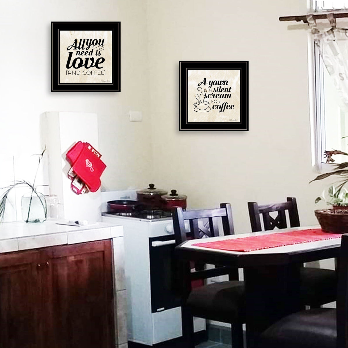 Set Of Two All You Need is Coffee 2 Black Framed Print Wall Art LuxuryLifeWay Online Store