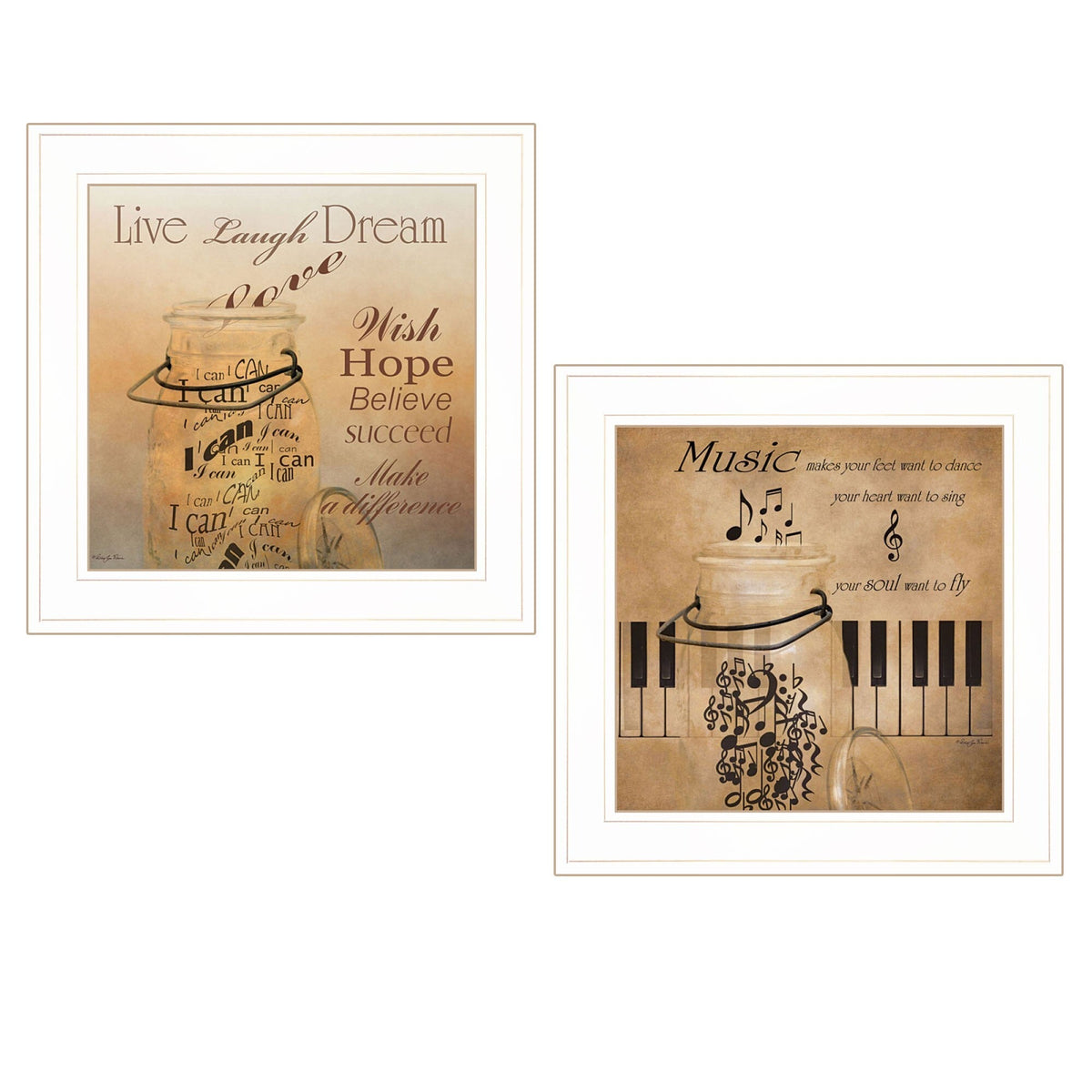 Set Of Two Music 1 White Framed Print Wall Art LuxuryLifeWay Online Store