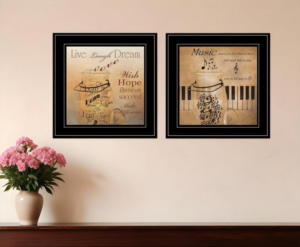 Set Of Two Music 2 Black Framed Print Wall Art LuxuryLifeWay Online Store