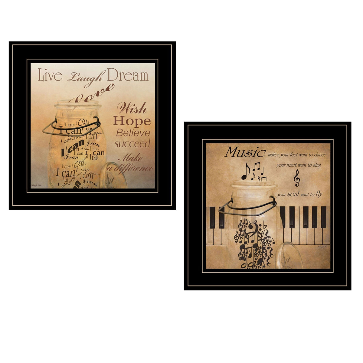 Set Of Two Music 2 Black Framed Print Wall Art LuxuryLifeWay Online Store