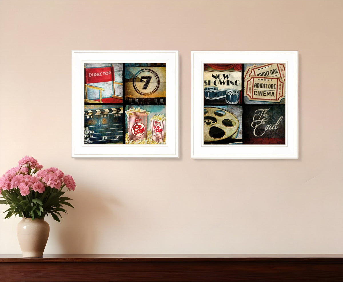 Set Of Two At The Movies 1 White Framed Print Wall Art LuxuryLifeWay Online Store