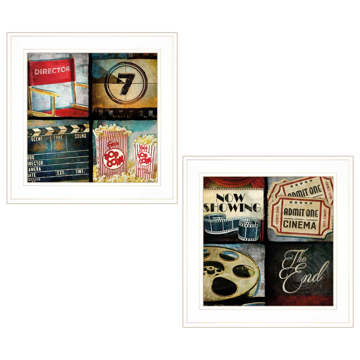 Set Of Two At The Movies 1 White Framed Print Wall Art LuxuryLifeWay Online Store
