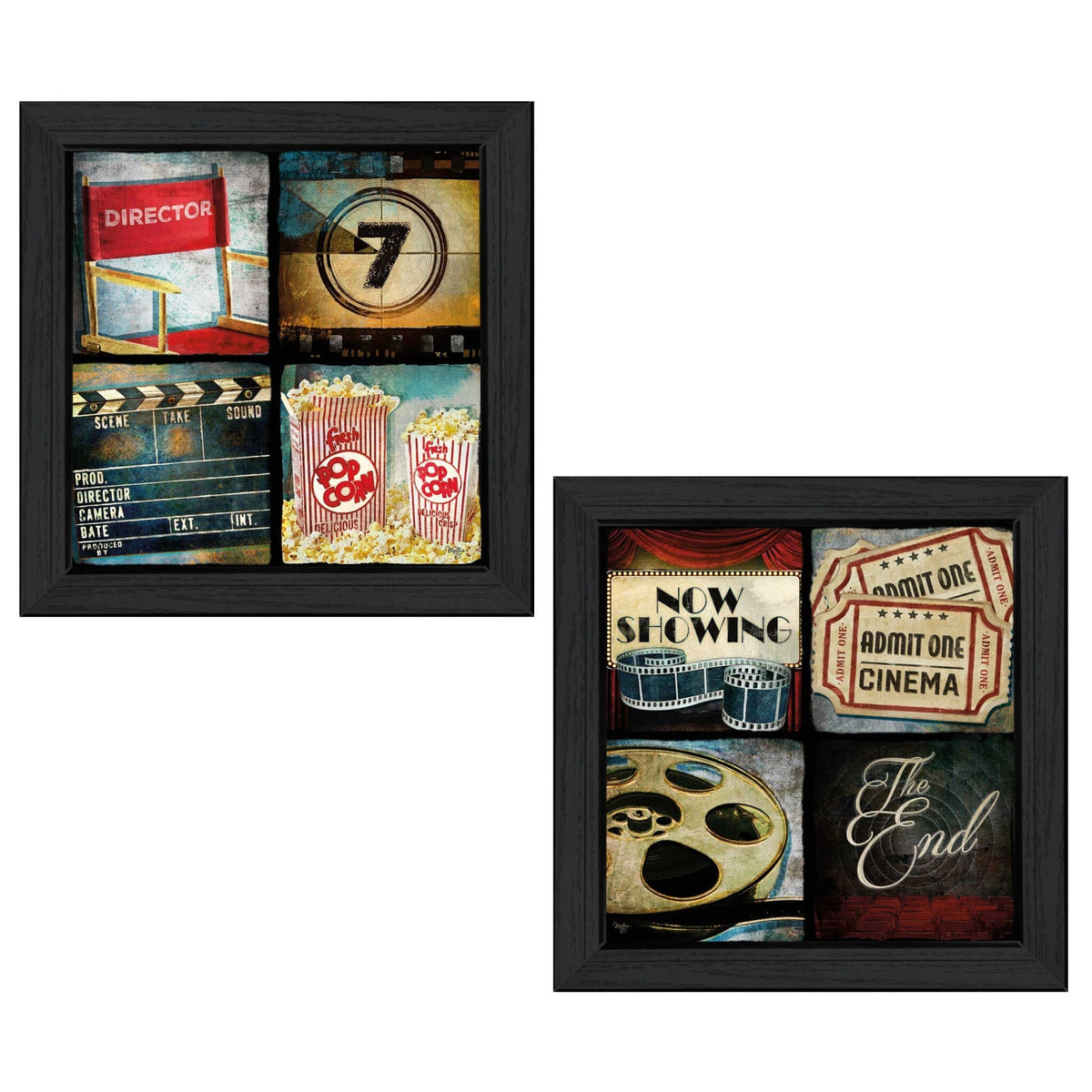 Set Of Two At The Movies 2 Black Framed Print Wall Art LuxuryLifeWay Online Store