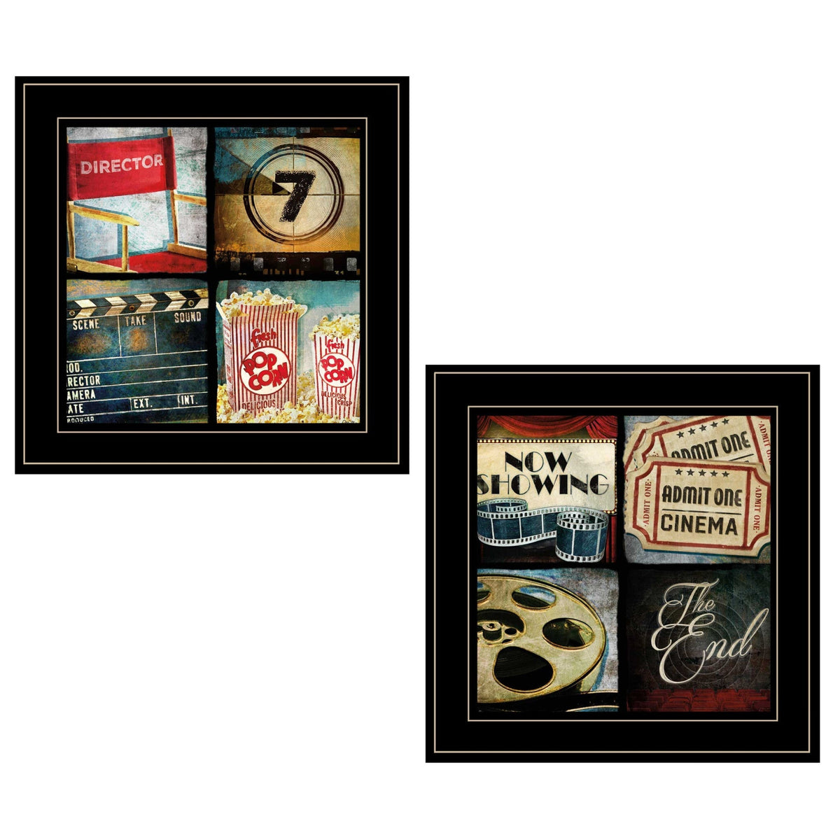 Set Of Two At The Movies Black Framed Print Wall Art LuxuryLifeWay Online Store