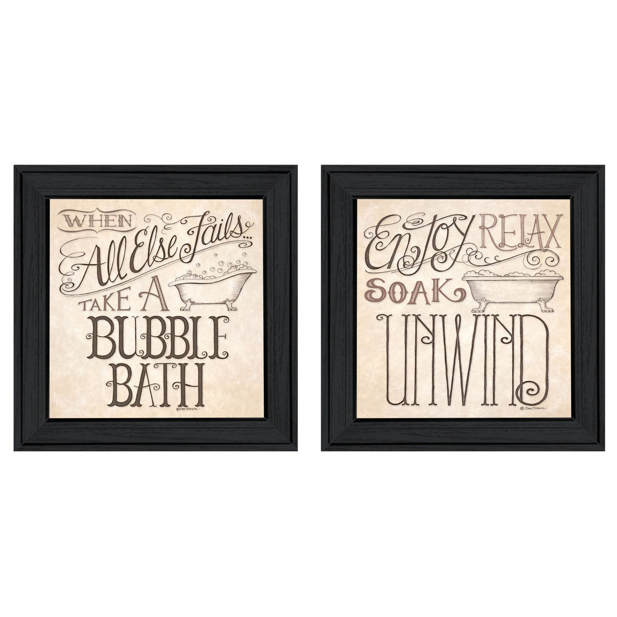 Set Of Two Soak and Unwind 1 Black Framed Print Bathroom Wall Art LuxuryLifeWay Online Store
