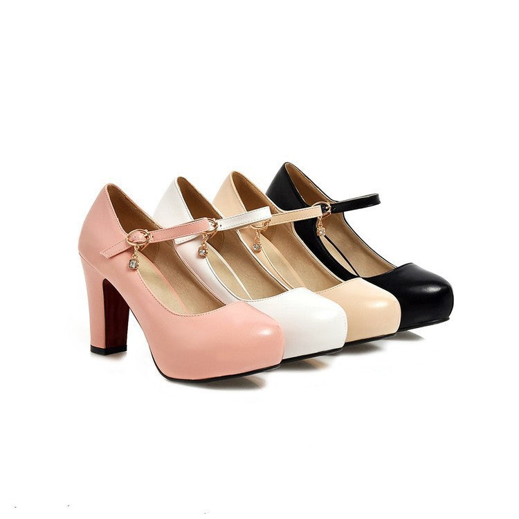 Chunky-heeled Round-toe High Heels For Women LadyShow.Store