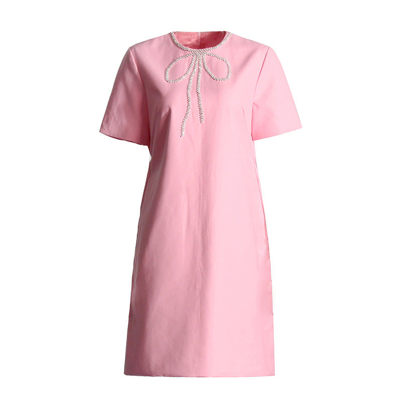 Bow Design Short Sleeve Dress Women NorixaFashion.com