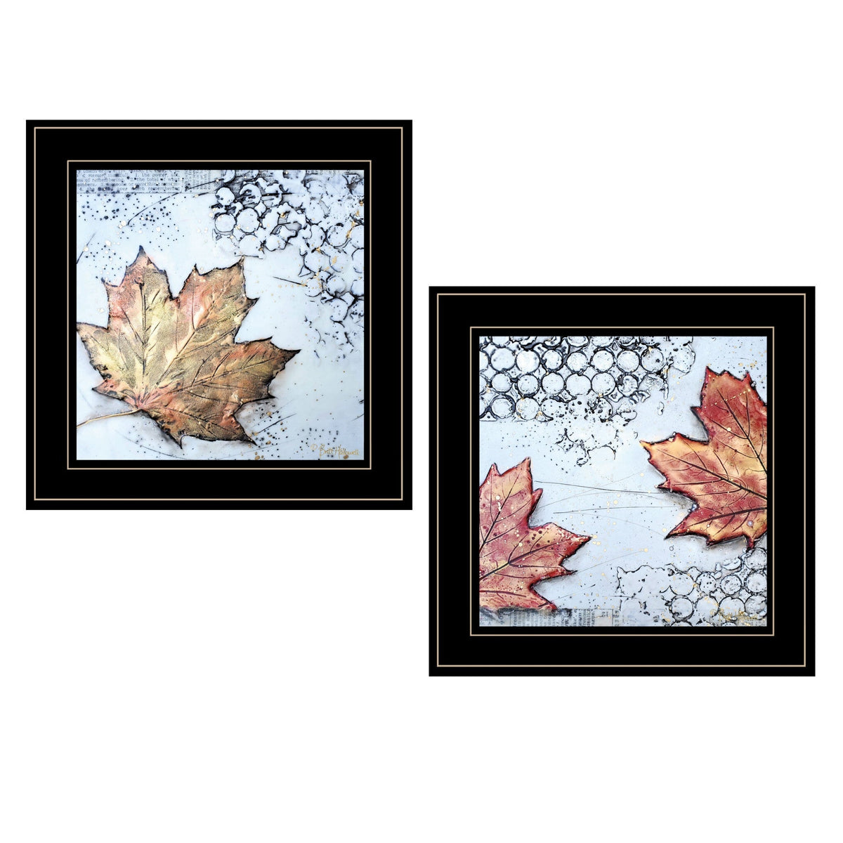 Set Of Two Channeling Fall Leaves Black Framed Print Wall Art LuxuryLifeWay Online Store