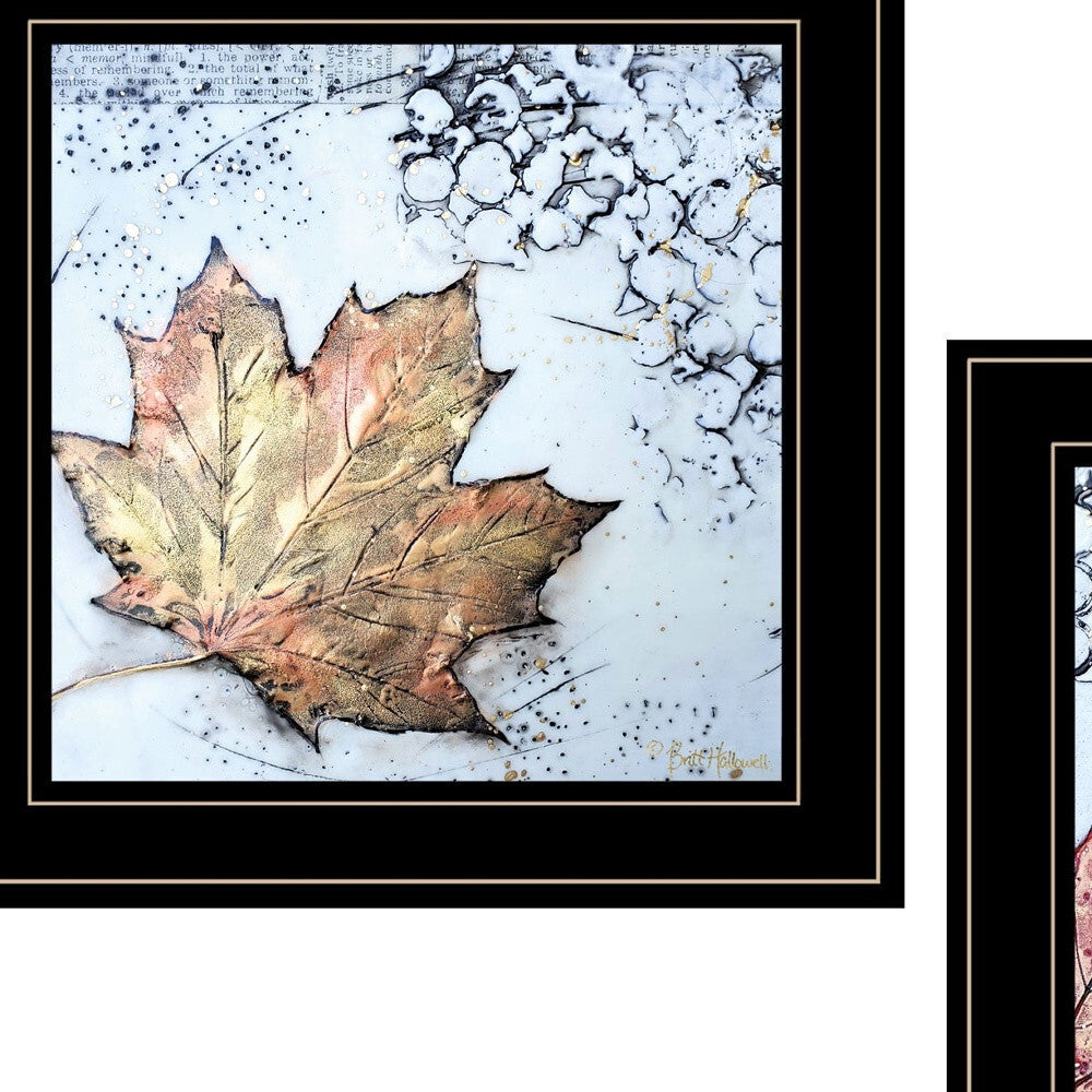 Set Of Two Channeling Fall Leaves Black Framed Print Wall Art LuxuryLifeWay Online Store