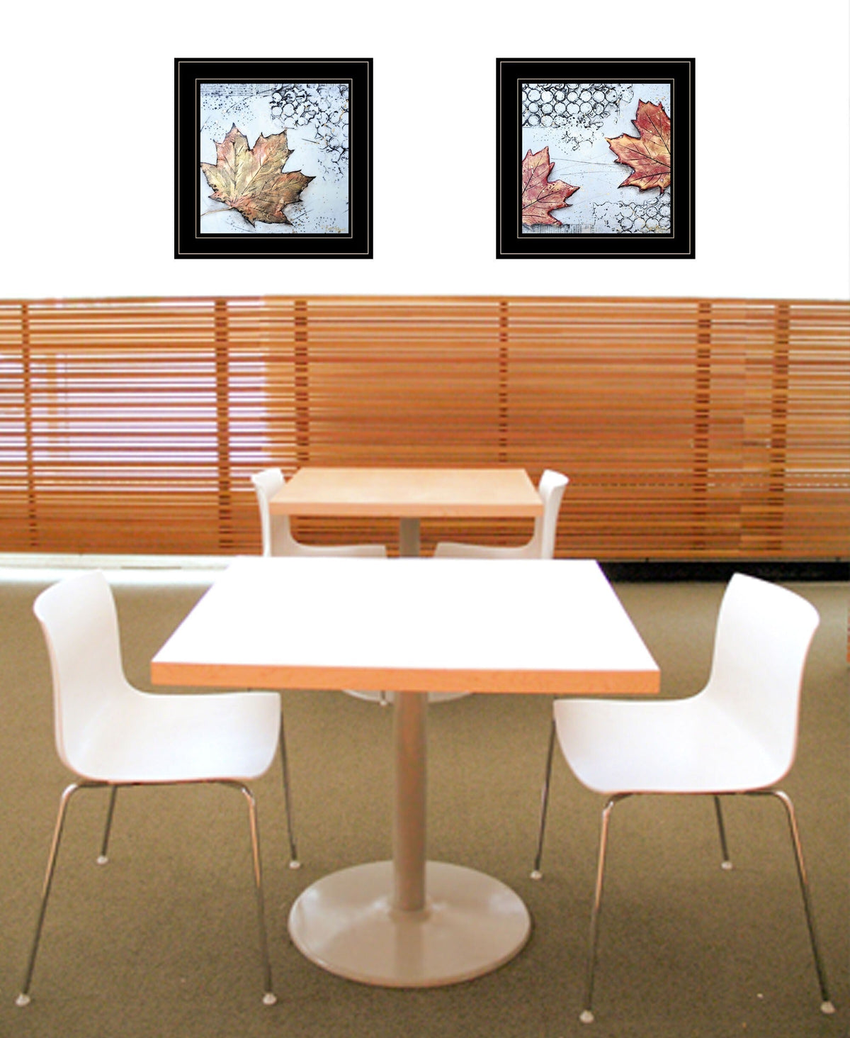 Set Of Two Channeling Fall Leaves Black Framed Print Wall Art LuxuryLifeWay Online Store