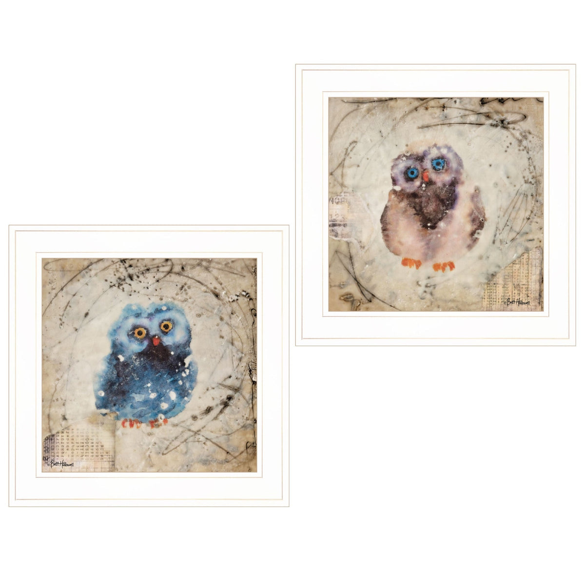 Set Of Two Wonder Years Owls 1 White Framed Print Wall Art LuxuryLifeWay Online Store