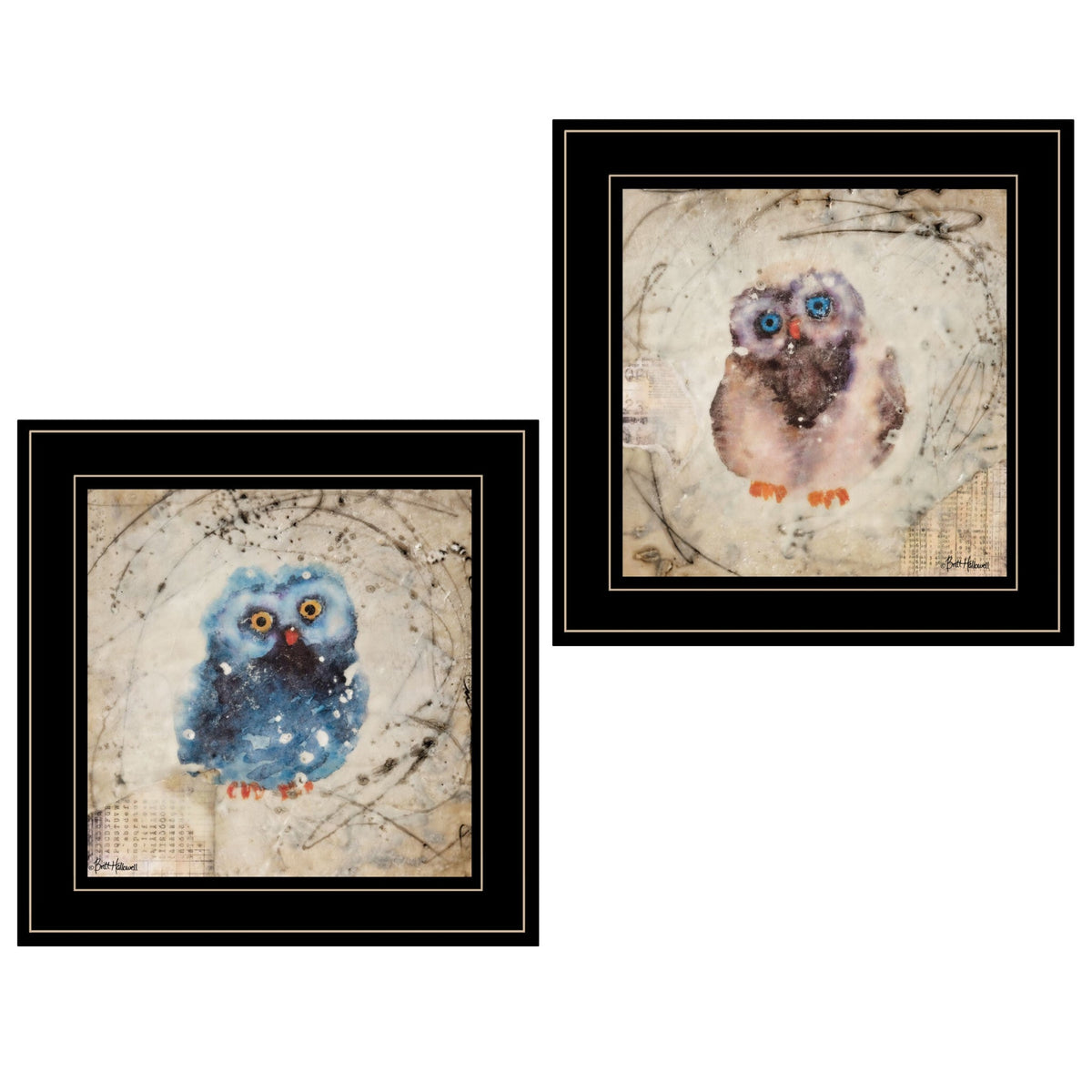 Set Of Two Wonder Years Owls Black Framed Print Wall Art LuxuryLifeWay Online Store