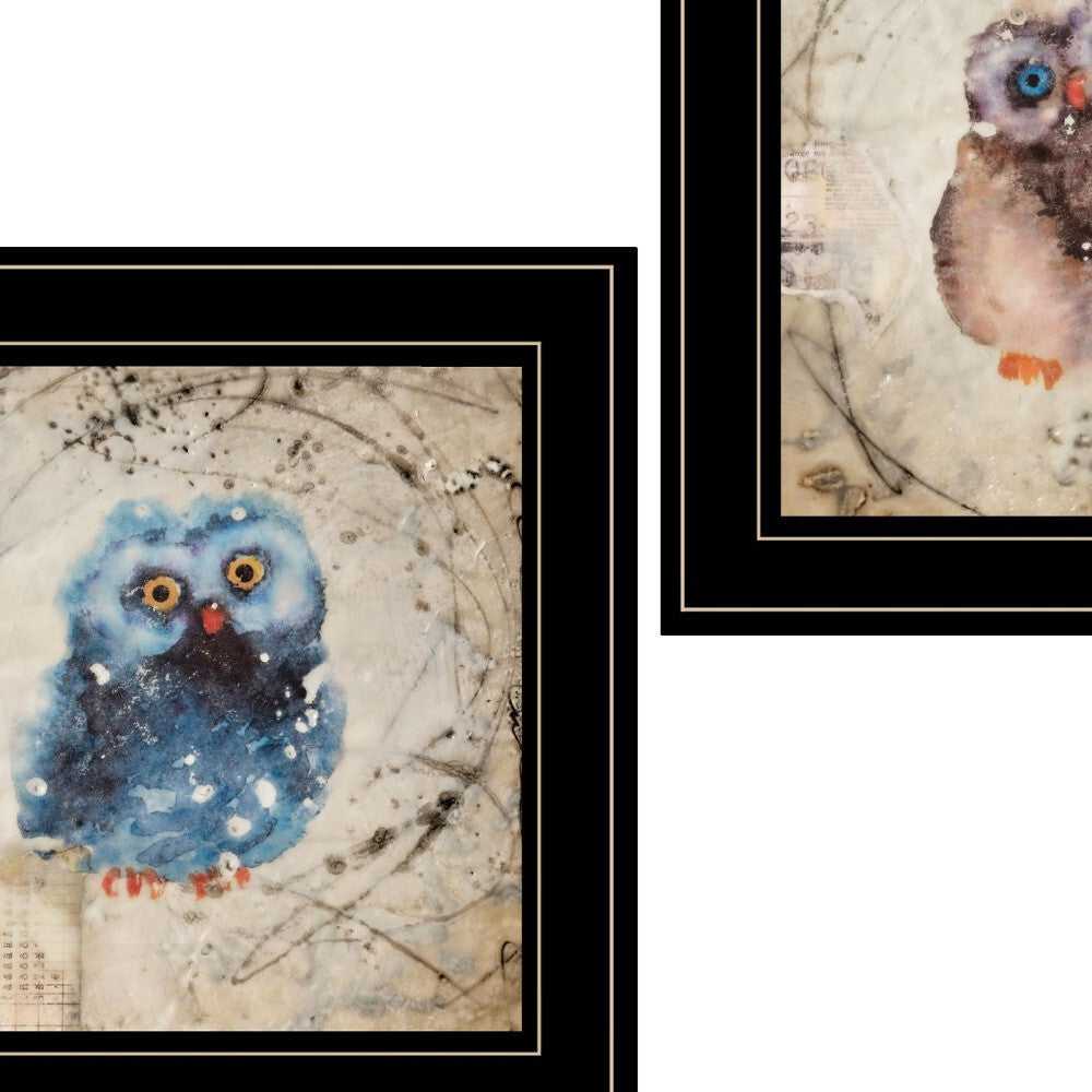 Set Of Two Wonder Years Owls Black Framed Print Wall Art LuxuryLifeWay Online Store