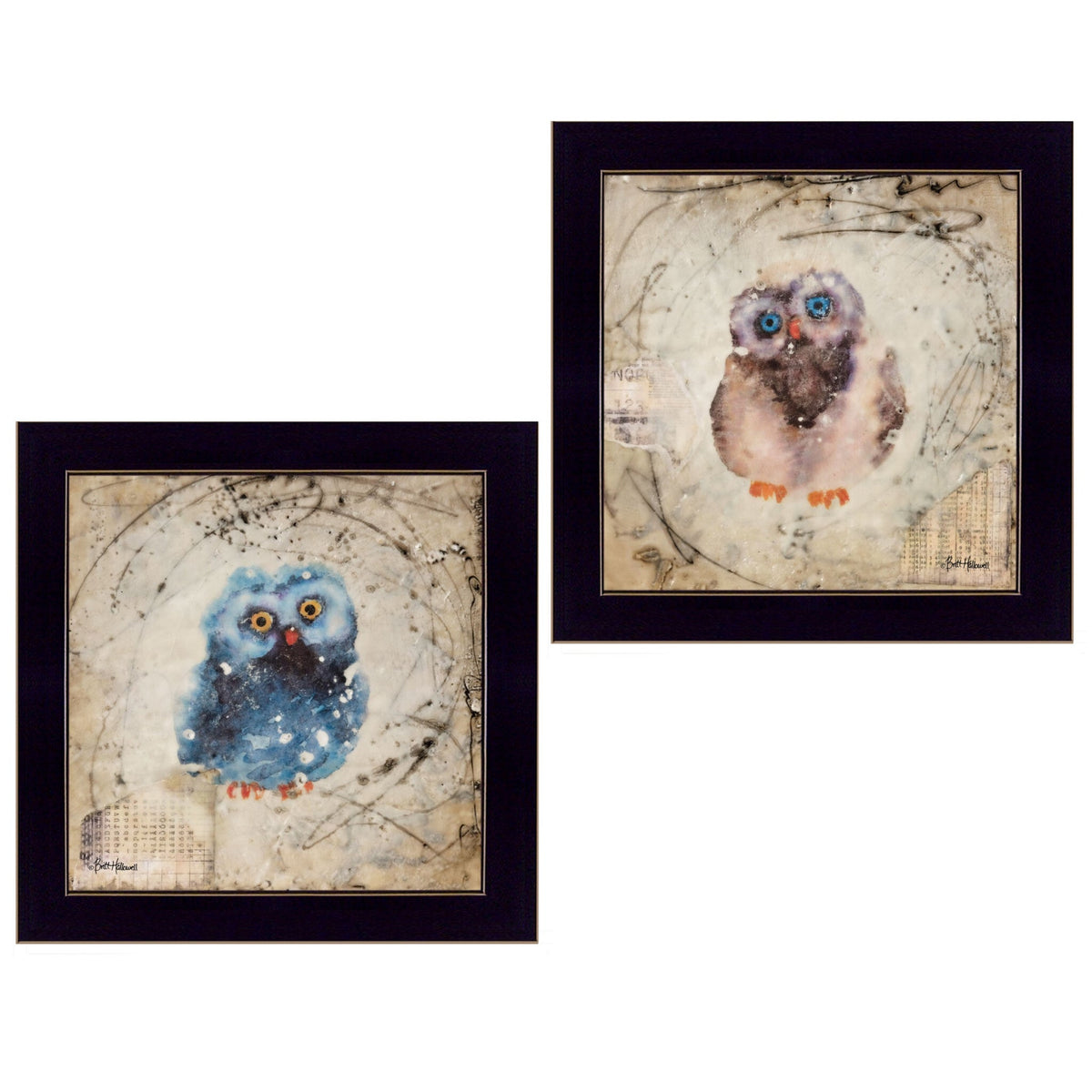 Set Of Two Wonder Years Owls Black Framed Print Wall Art LuxuryLifeWay Online Store