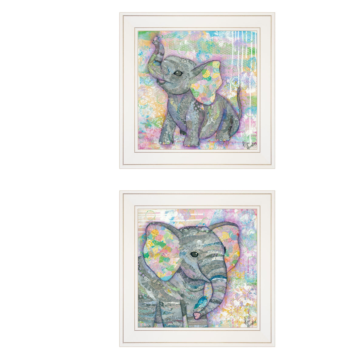 Set Of Two Elephant I and II 1 White Framed Print Wall Art LuxuryLifeWay Online Store
