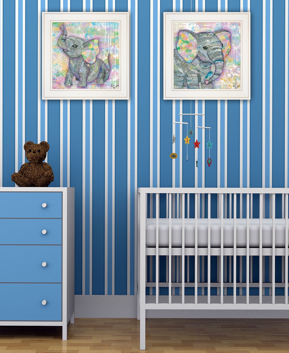 Set Of Two Elephant I and II 1 White Framed Print Wall Art LuxuryLifeWay Online Store