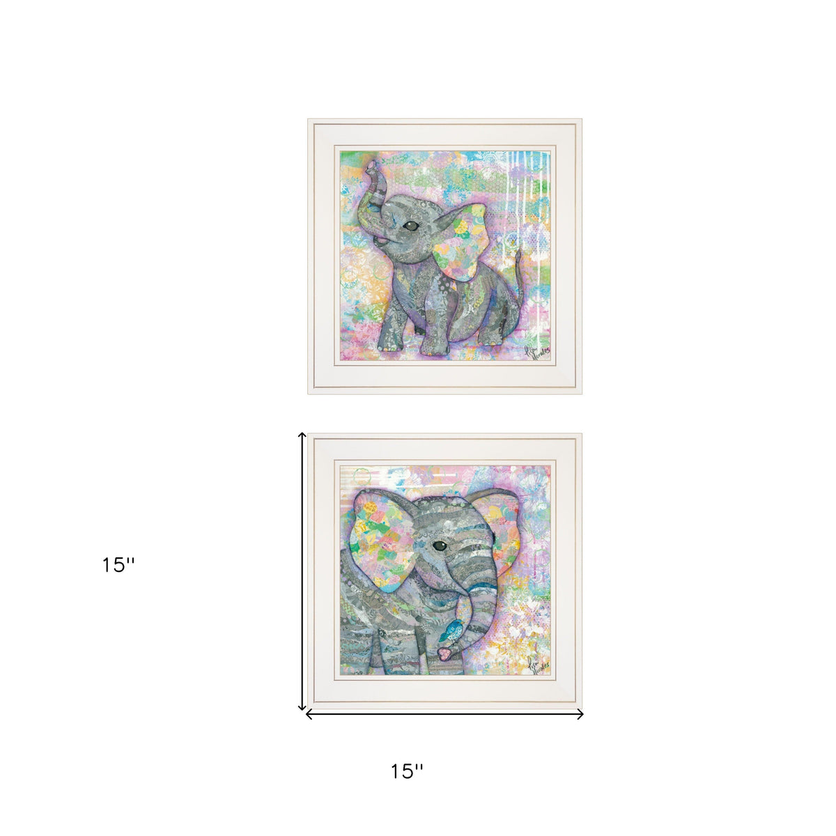 Set Of Two Elephant I and II 1 White Framed Print Wall Art LuxuryLifeWay Online Store