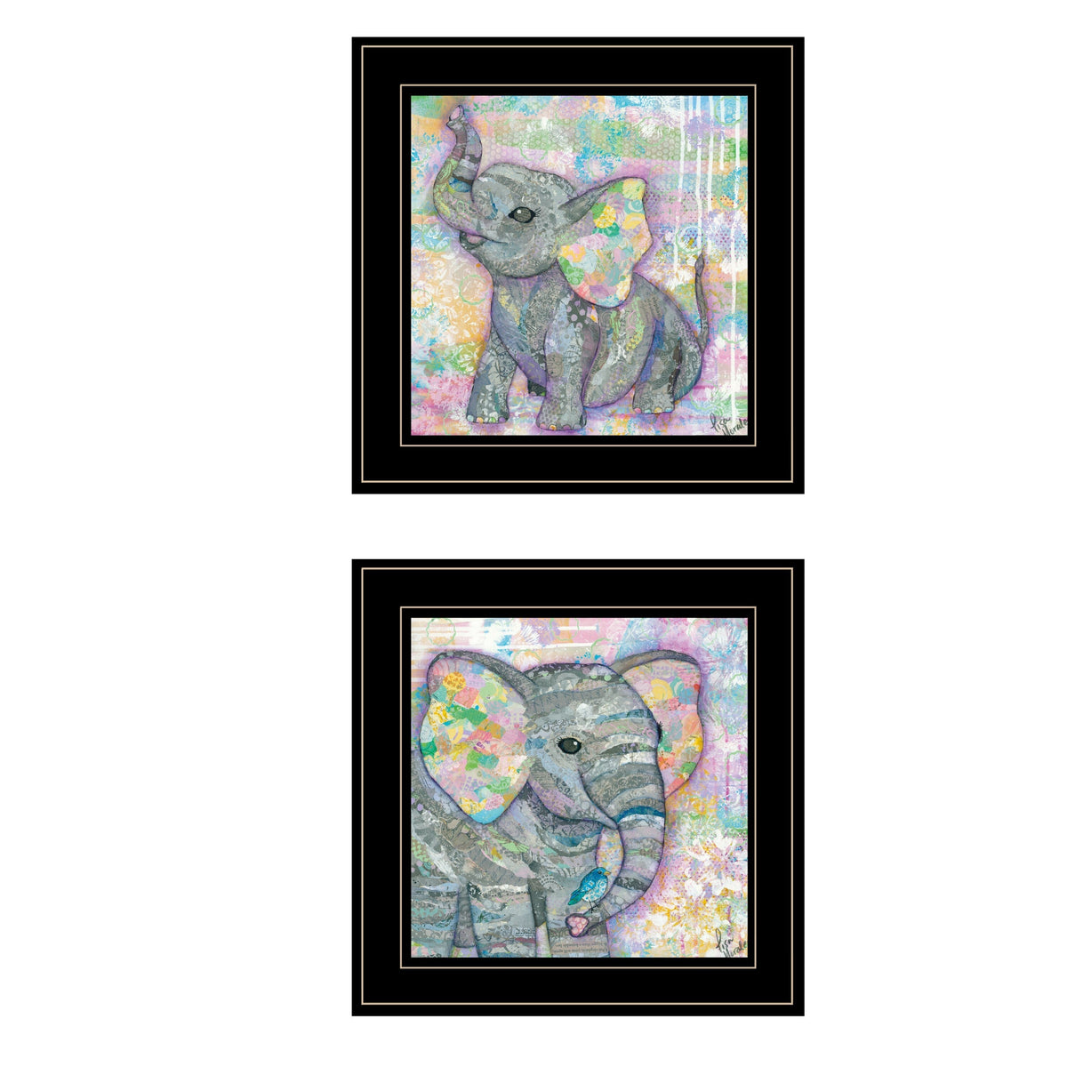 Set Of Two Elephant I and II 2 Black Framed Print Wall Art LuxuryLifeWay Online Store