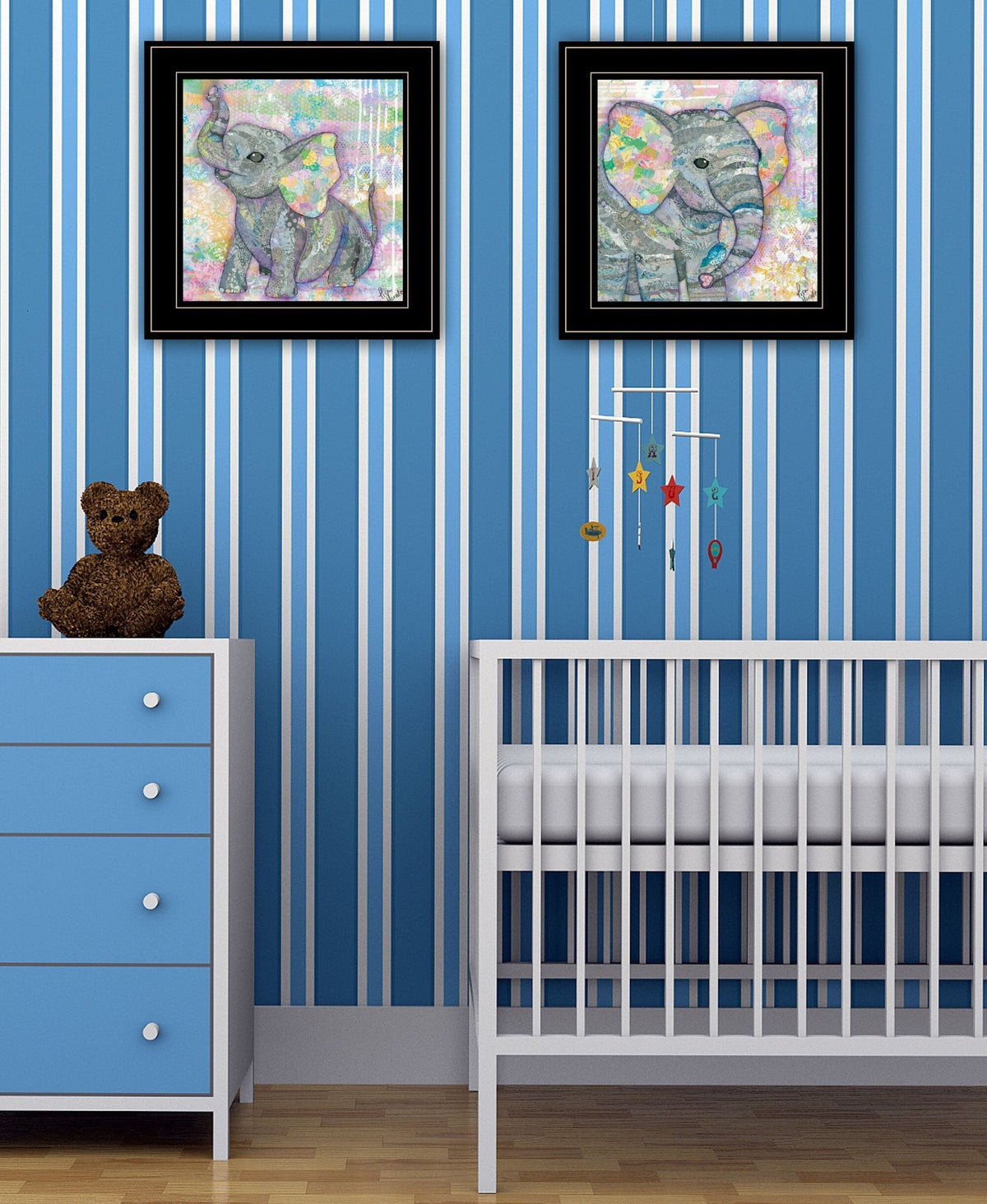 Set Of Two Elephant I and II 2 Black Framed Print Wall Art LuxuryLifeWay Online Store