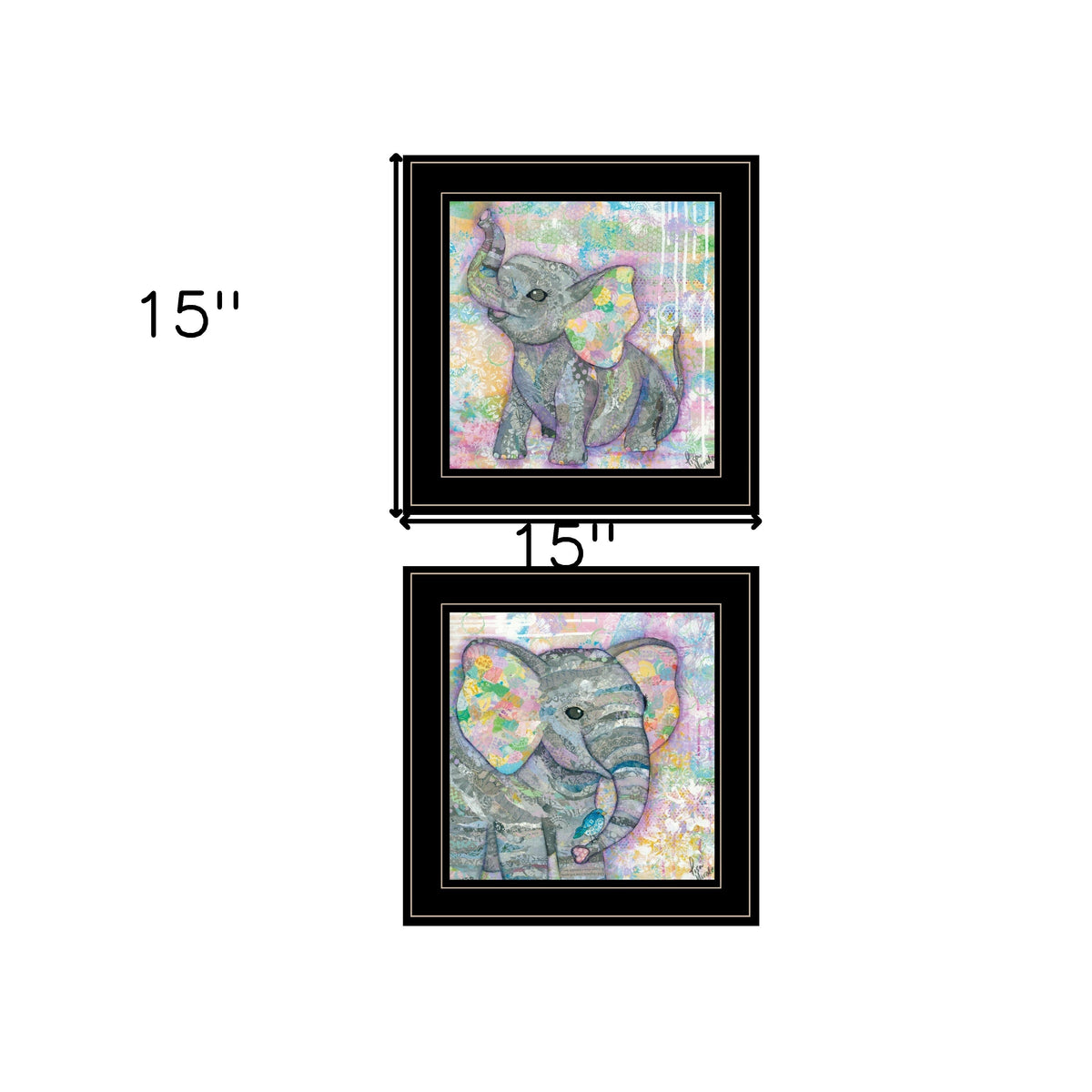 Set Of Two Elephant I and II 2 Black Framed Print Wall Art LuxuryLifeWay Online Store