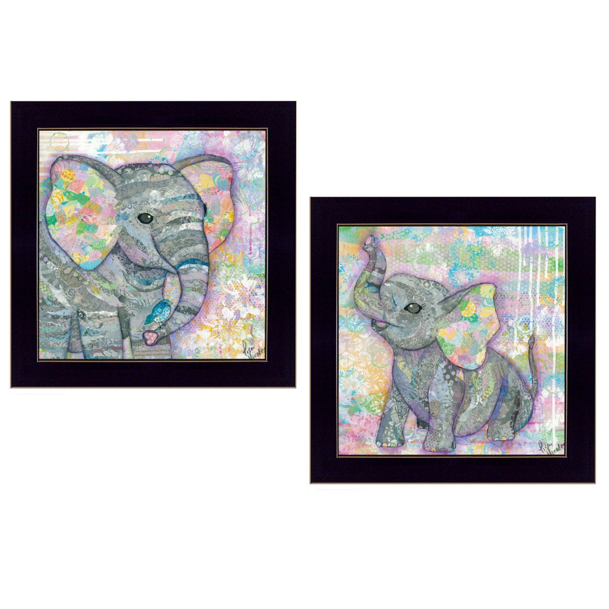 Set Of Two Elephant I and II 3 Black Framed Print Wall Art LuxuryLifeWay Online Store