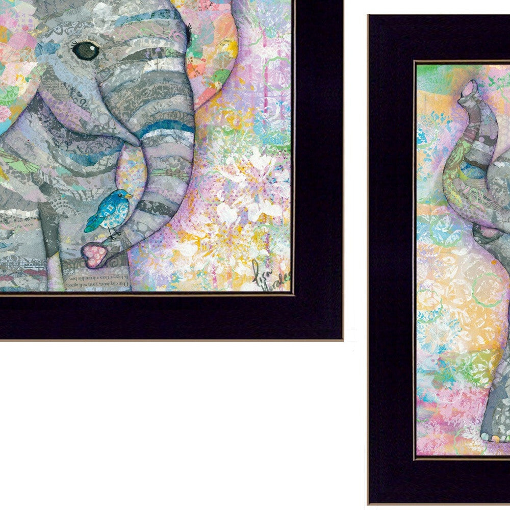 Set Of Two Elephant I and II 3 Black Framed Print Wall Art LuxuryLifeWay Online Store