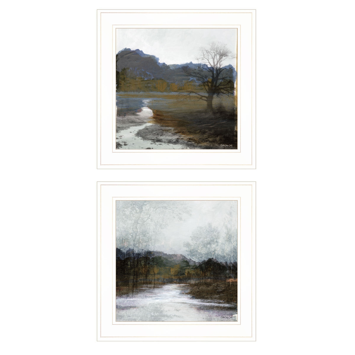 Set Of Two Winter Landscape 1 White Framed Print Wall Art LuxuryLifeWay Online Store