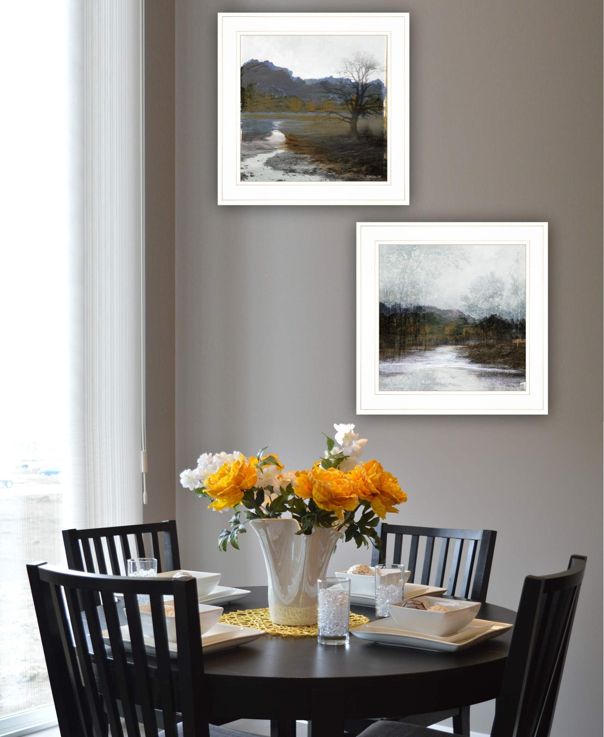 Set Of Two Winter Landscape 1 White Framed Print Wall Art LuxuryLifeWay Online Store