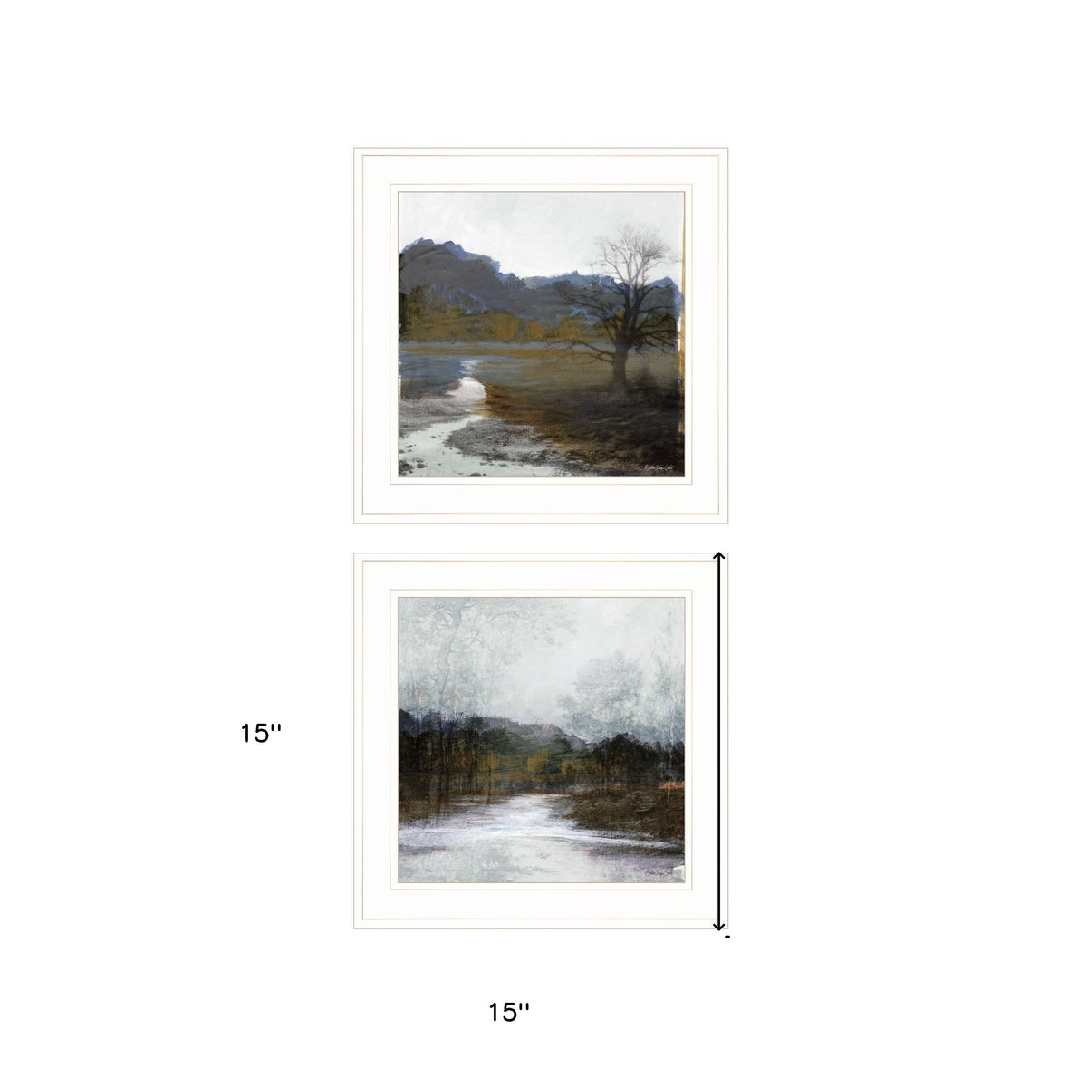 Set Of Two Winter Landscape 1 White Framed Print Wall Art LuxuryLifeWay Online Store
