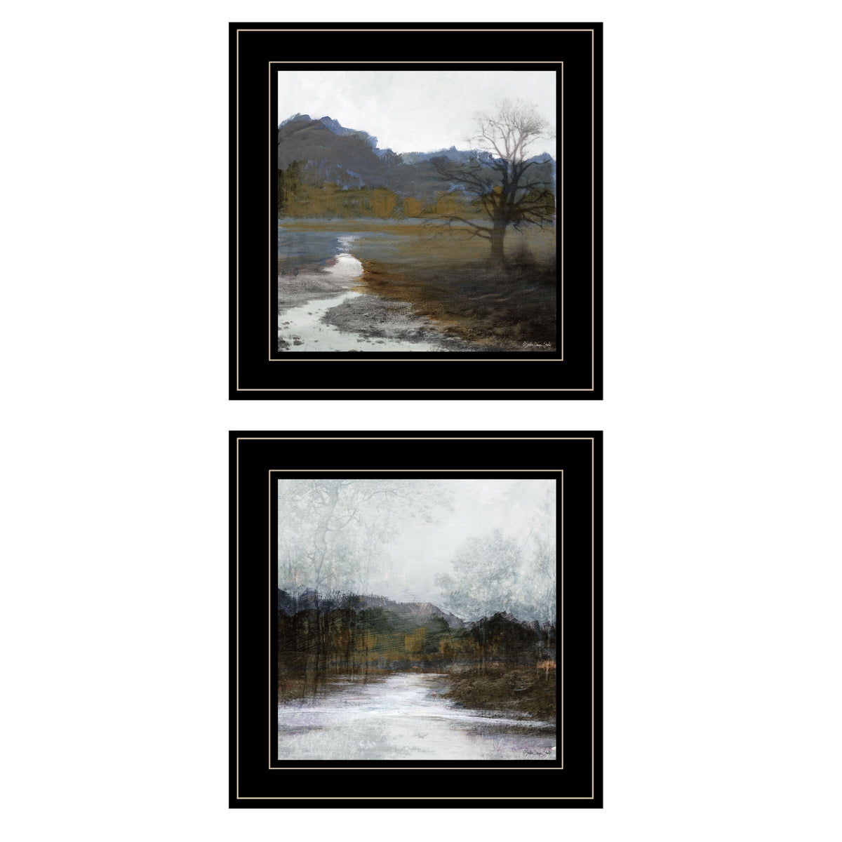 Set Of Two Winter Landscape 2 Black Framed Print Wall Art LuxuryLifeWay Online Store